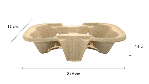 Natural Bagasse Carrier | 2-Cup