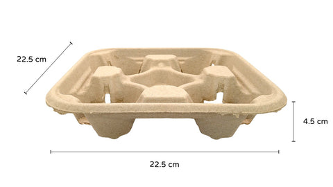 Natural Bagasse Carrier | 4-Cup