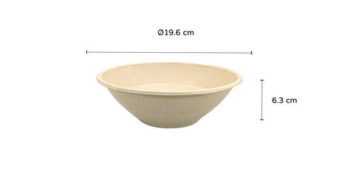 Deep Round Natural Bagasse Bowl | 1000ml