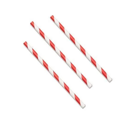 5.5" Red & White Paper Sip Straws 6mm