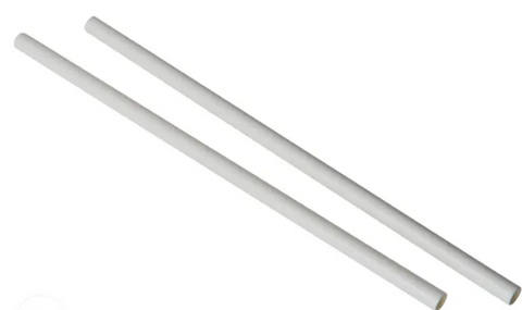 9" White Paper Smoothie Straws 8mm