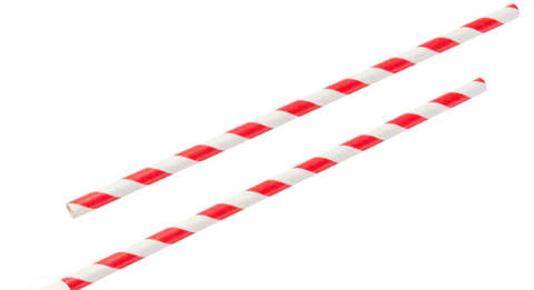 9" Red & White Smoothie Paper Straws 8mm