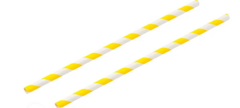 8inch Yellow & White Paper Straws 6mm