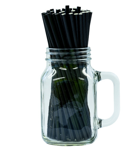 8" Paper Straw - Black (6mm Bore)