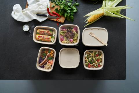 Contenant en fibre Duni (par exemple, canne à sucre, bagasse, bambou) de 1 200 ml