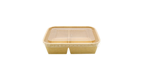 Kraft Paper Container | 2-Compartment (6:4 Split) | 900ml