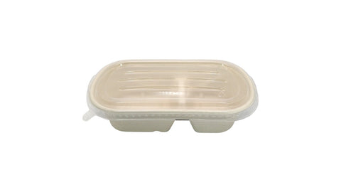 Rectangular Natural Bagasse Container | 2-compartment | 1000ml