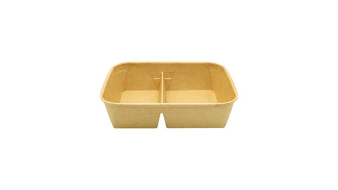 Kraft Paper Container | 2-Compartment (6:4 Split) | 900ml