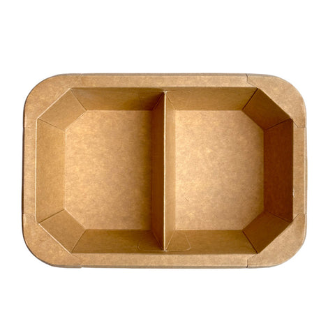 Octi-Rect Kraft Paper Container | 2-compartment | 800ml