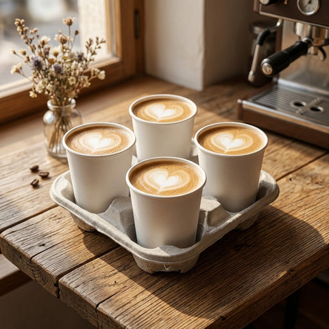 Fibre Cup Sleeves & Holders - 4 cups