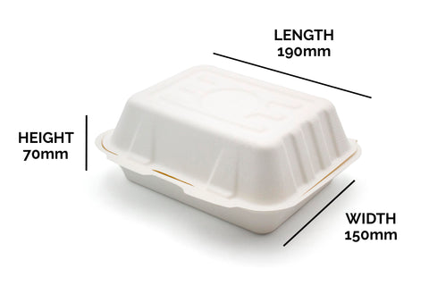 Bagasse Clamshell - 19 x 15 x 7 mm (7.5 x 6 x 2.5")
