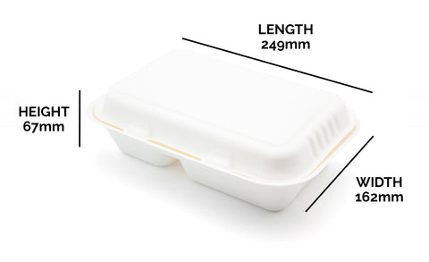 Bagasse Clamshell - 24.9 x 16.2 x 6.7 mm (9.8 x 6")