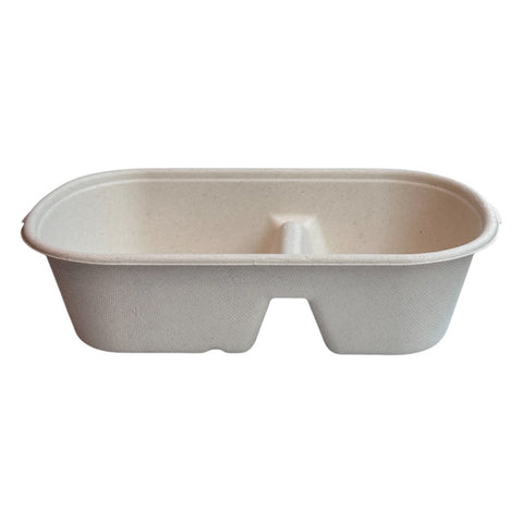 Rectangular Natural Bagasse Container | 2-compartment | 1000ml