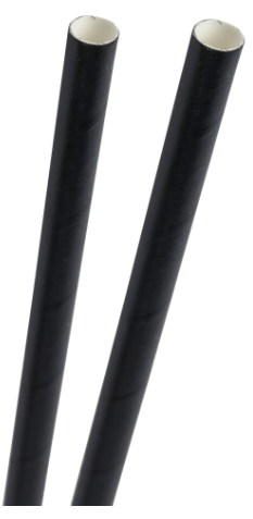 9" Black Paper Smoothie Straws 8mm