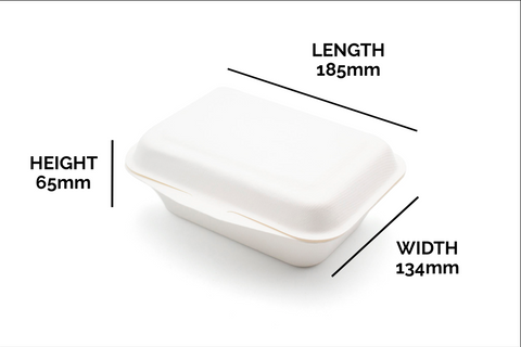 Bagasse Clamshell - 18.5 x 13.4 x 6.5 mm (7.5 x 2.5")