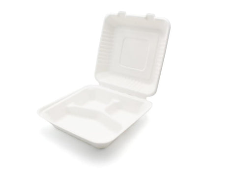 Bagasse Clamshell - 23. x 23 x 5 mm (9 x 9")
