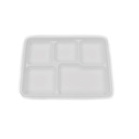 Fiber (sugarcane/bagasse) 5 compartments Plate