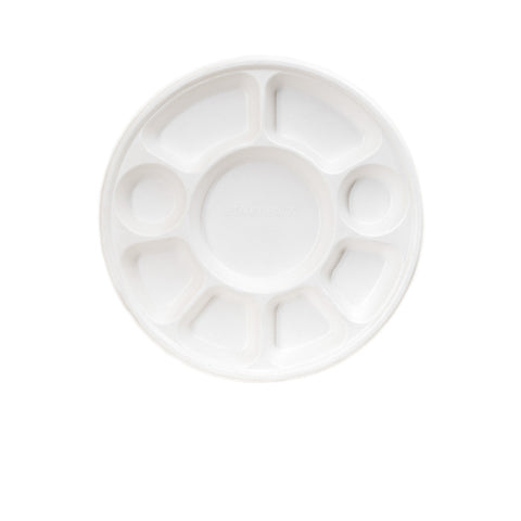 Fiber (sugarcane/bagasse) 9 compartments Plate